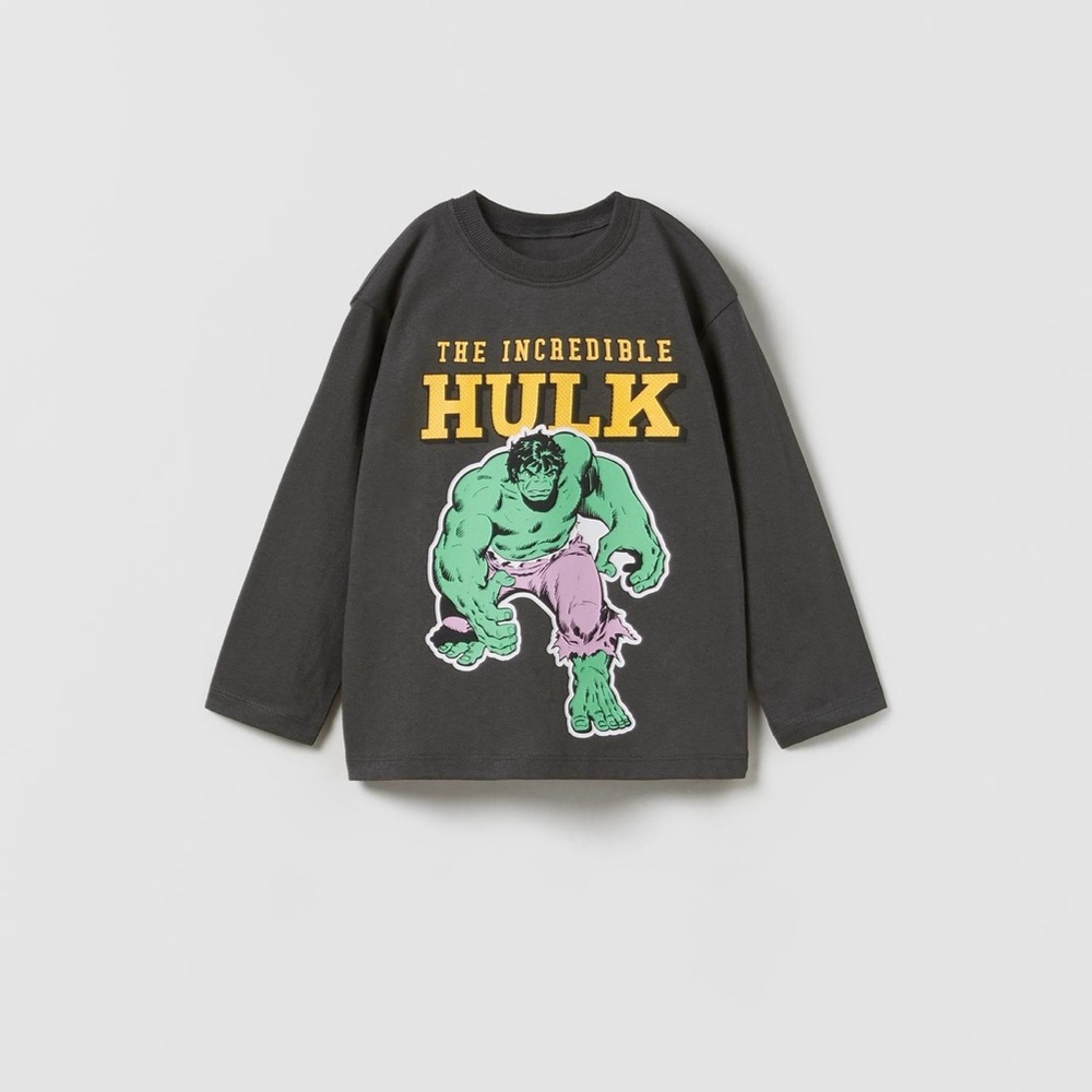 Zara Kids Black Hulk Long Sleeve Tee